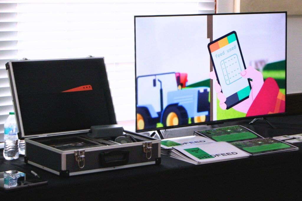Profeed's video demonstration of app connected to feed management device. Photo by Lillian Hamman