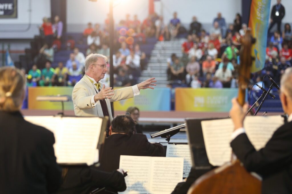 The Gainesville Orchestra, led by Maestro Evans Haile, played multiple pieces during the opening ceremony. 