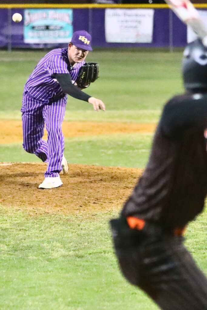 Union County's Erick Lasseter with a pitch against Trenton. Photo by C.J. Gish