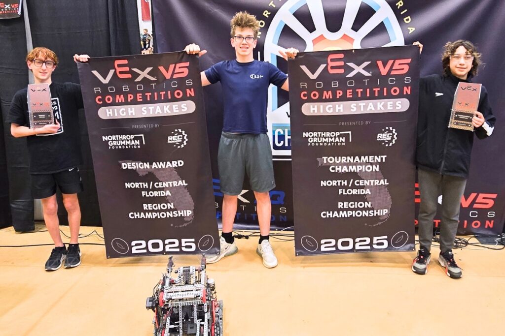 Westwood Middle School's PHAZE team won the North Central Florida V5 Middle School Tournament Championship Award. Courtesy of ACPS