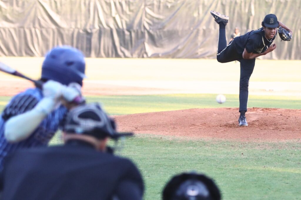 Buchholz's Dion Wilborn started on the mound against First Coast (Jacksonville) in game two of the 6A Region 1 Quarterfinals. Photo by C.J. Gish