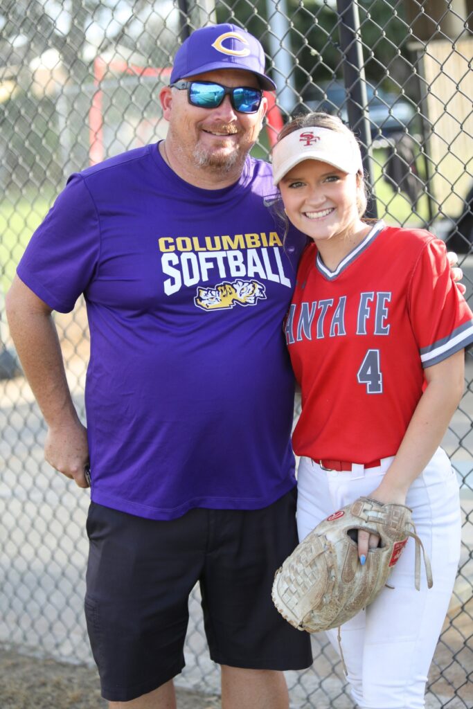 Columbia head coach Joe Saucier (left) and his daughter, Santa Fe junior Reagan Saucier. Photo by C.J. Gish