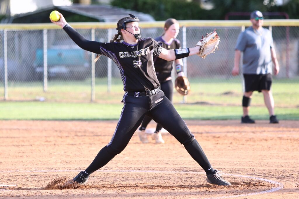 Columbia's Harleigh Price started in the circle against Santa Fe. Photo by C.J. Gish
