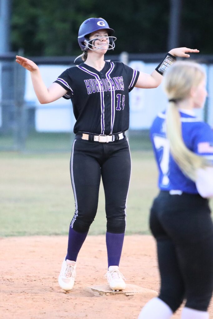 Gainesville's Adriana Koralewski advances to second base on a passed ball in the fourth inning against Belleview in the 5A District 5 Semifinals. Photo by C.J. Gish