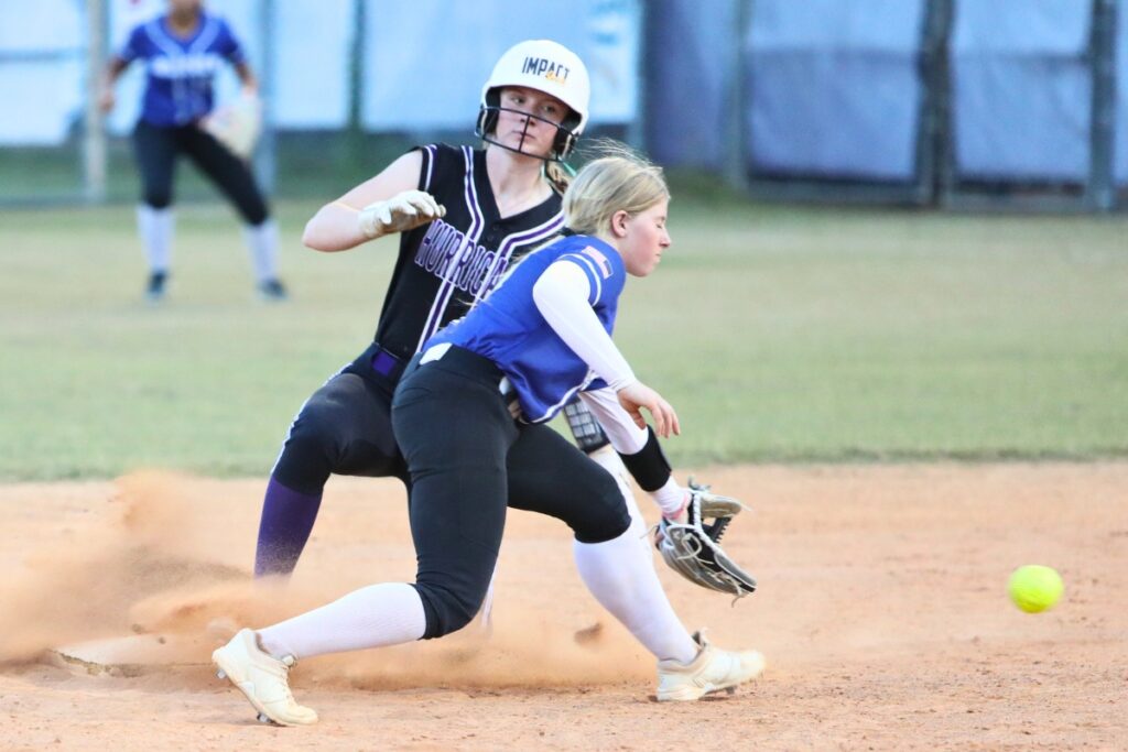 Gainesville's Leanna Bourdage steals second base in the fourth inning against Belleview in the 5A District 5 Semifinals. Photo by C.J. Gish