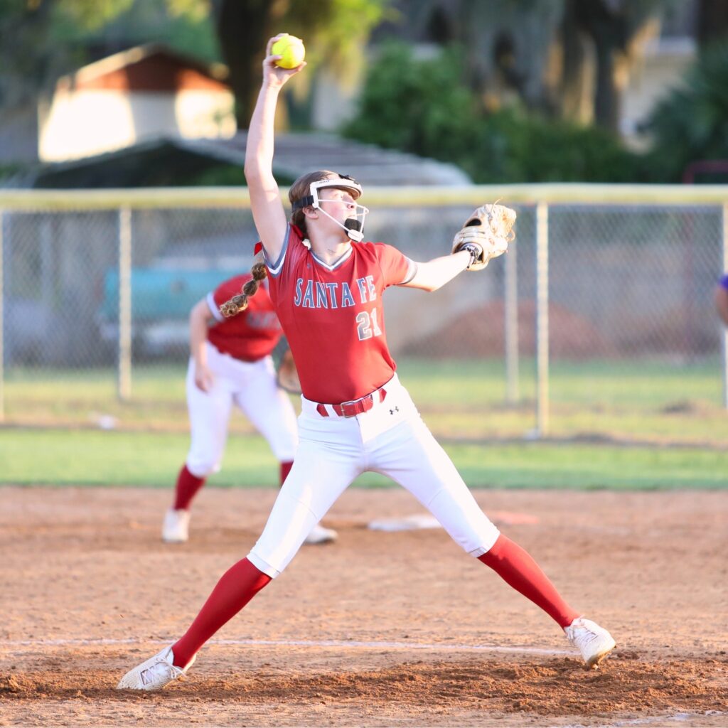 Santa Fe's Ryleigh Davis started in the circle against Columbia. Photo by C.J. Gish