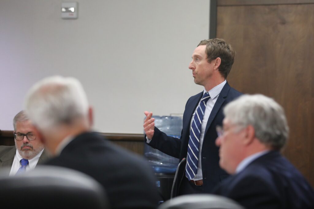 Senior Assistant Attorney Sean McDermott argues for the city of Gainesville. 