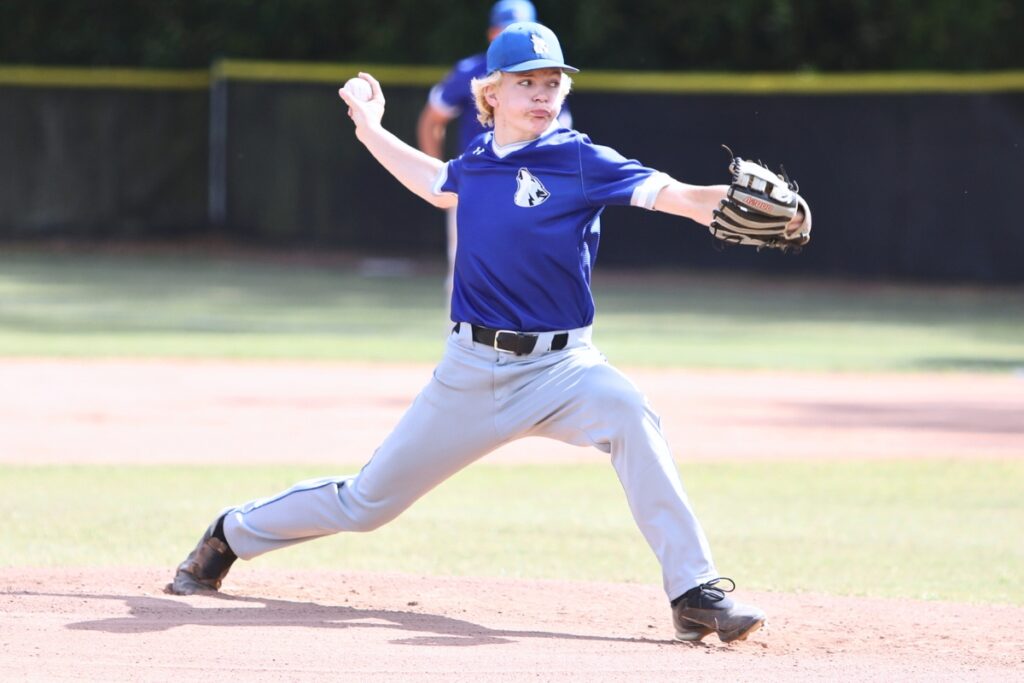 St. Francis Catholic's Sander Williams started on the mound against Oak Hall in game three of the 1A Region 2 Quarterfinals. Photo by C.J. Gish