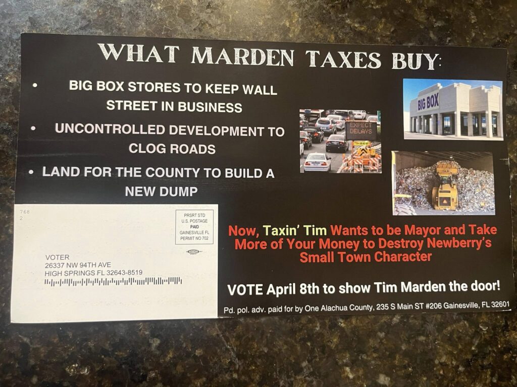 Tim Marden falsified mailer 2