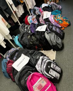 Backpacks donated by Greenhouse Church for Anew women in school.