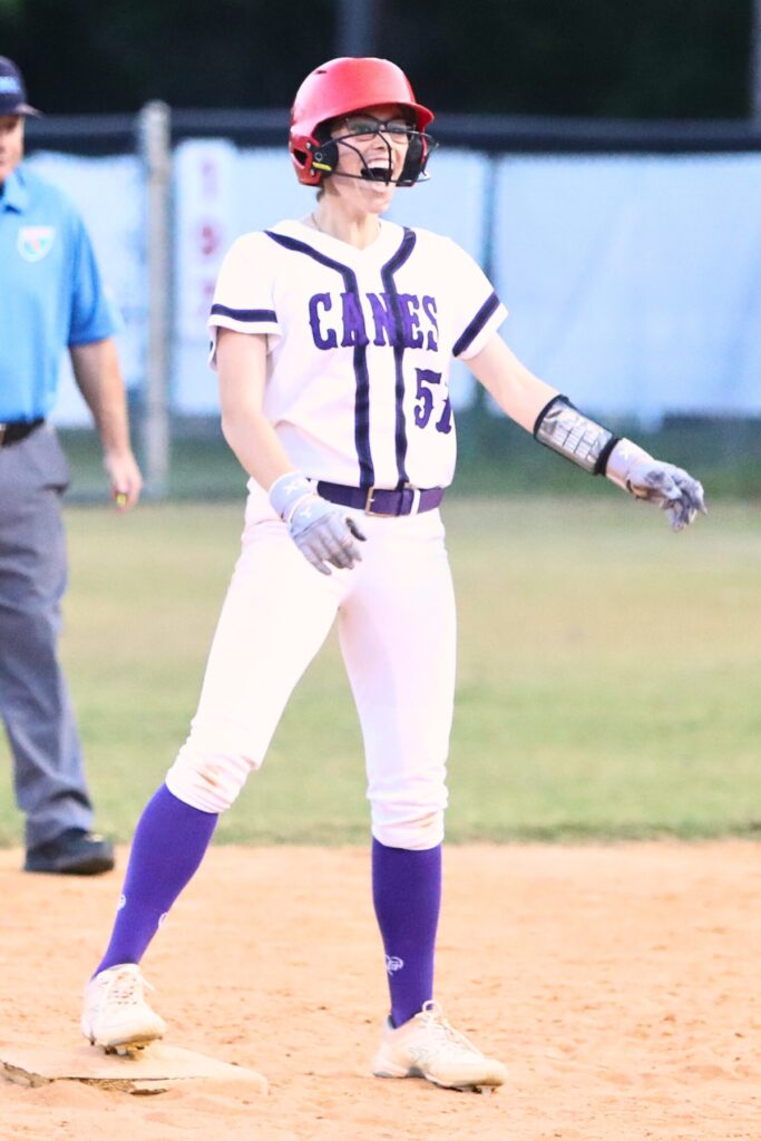 Gainesville's McKenna O'Sullivan celebrates after hitting a two-run double in the fifth inning against Belleview in the 5A Region 2 Quarterfinals. Photo by C.J. Gish