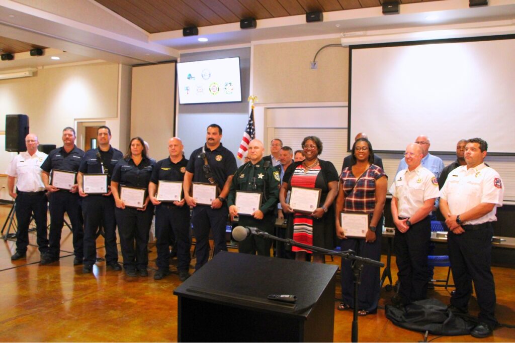 Newberry first responders receive the Phoenix Award for Life-Saving Excellence. Photo by Lillian Hamman