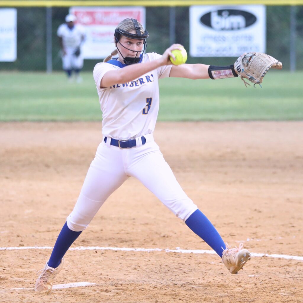 Newberry pitcher Madison Rodgers entered the game in the third inning gainst Cornerstone Charter Academy (Belle Isle) in the 2A Region 2 Quarterfinals. Photo by C.J. Gish