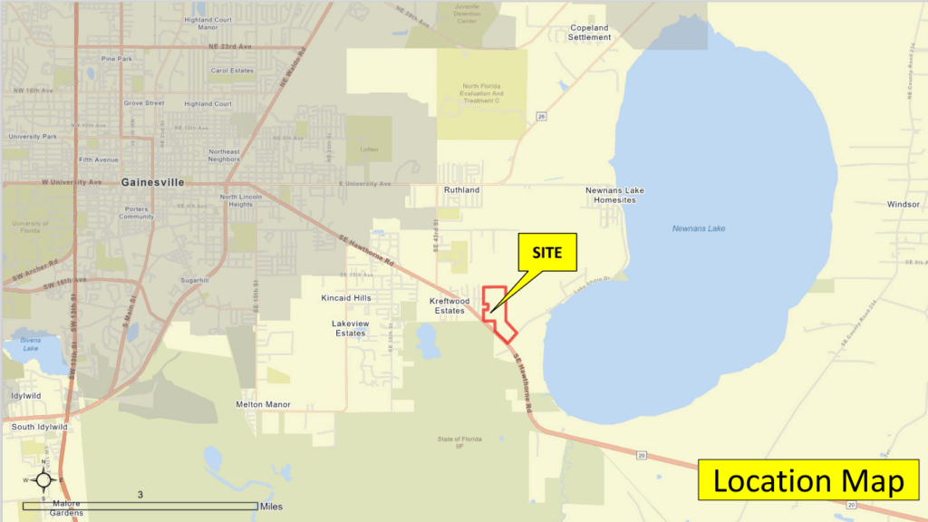 The 82-acre site is just west of Newnans Lake. 