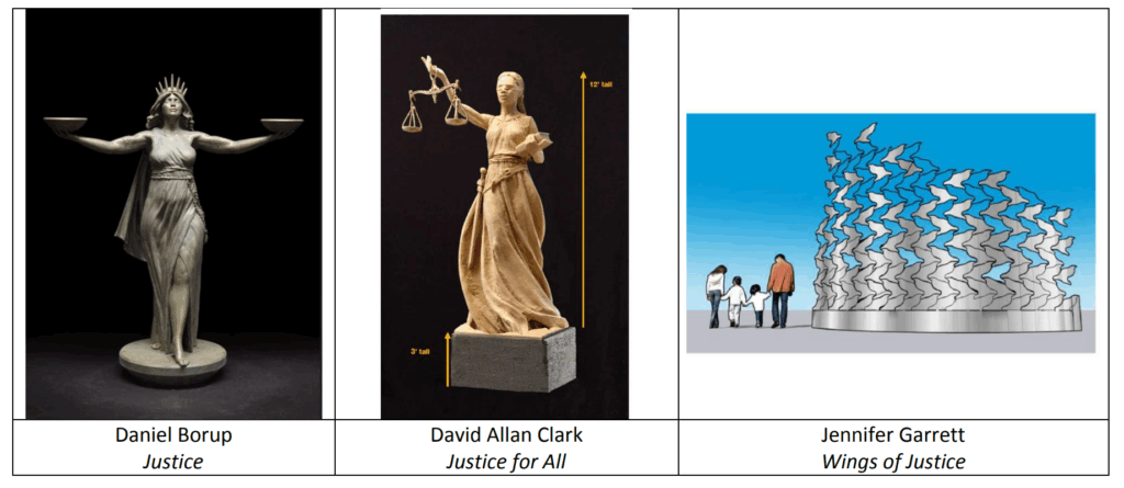 The Alachua County Board of County Commissioners considered three renderings as public art for its new civil courthouse. Courtesy Alachua County