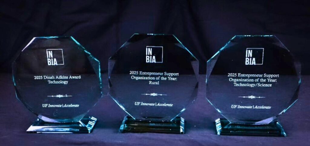 UF Innovate's awards from the 2025 International Business Innovation Association’s yearly conference. Courtesy of UF Innovate