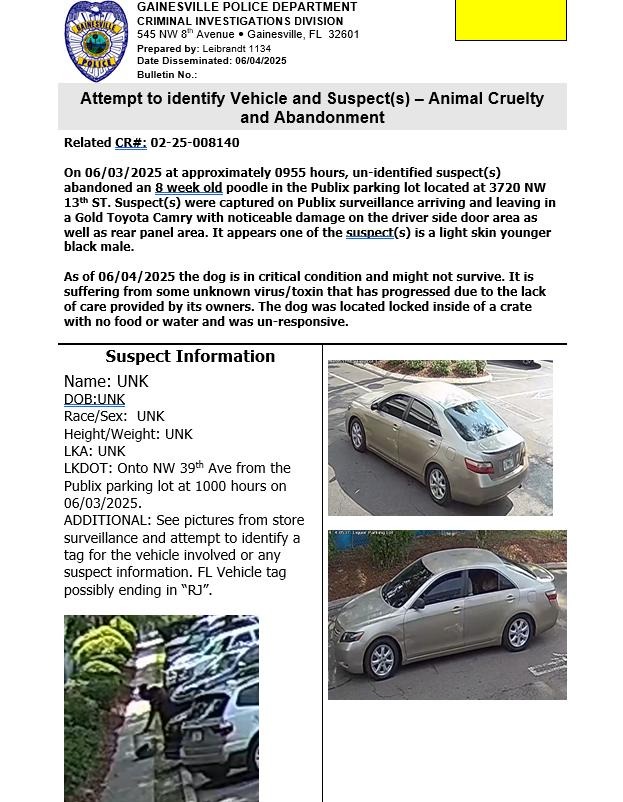 GPD released the following concerning an abandoned puppy.