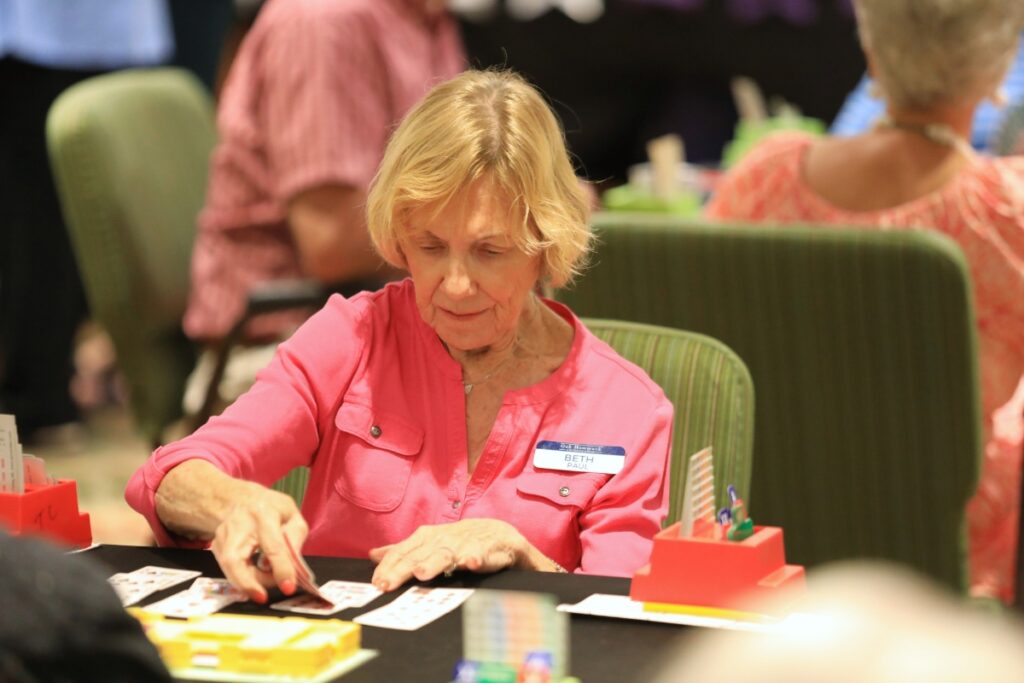 Beth Paul plays during the first round of The Longest Day Bridge Tournament at Oak Hammock. Photo by Seth Johnson