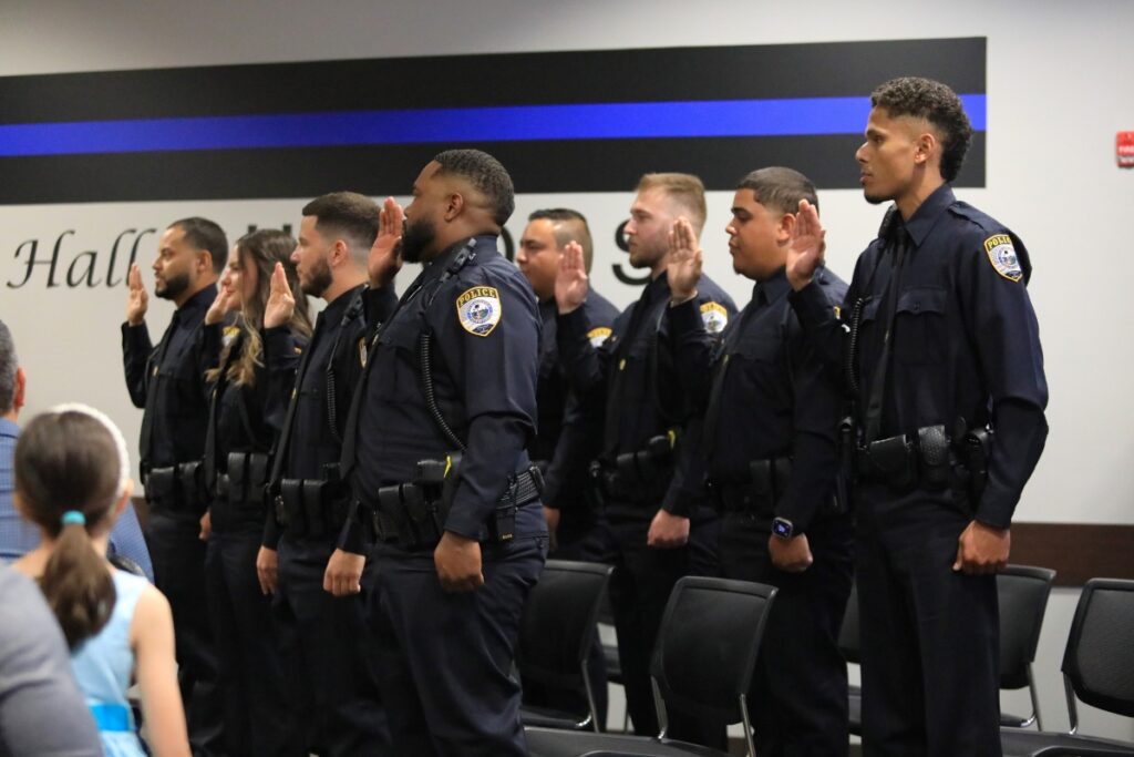 New recruits take the Oath of Office to officially join the Gainesville Police Department. 