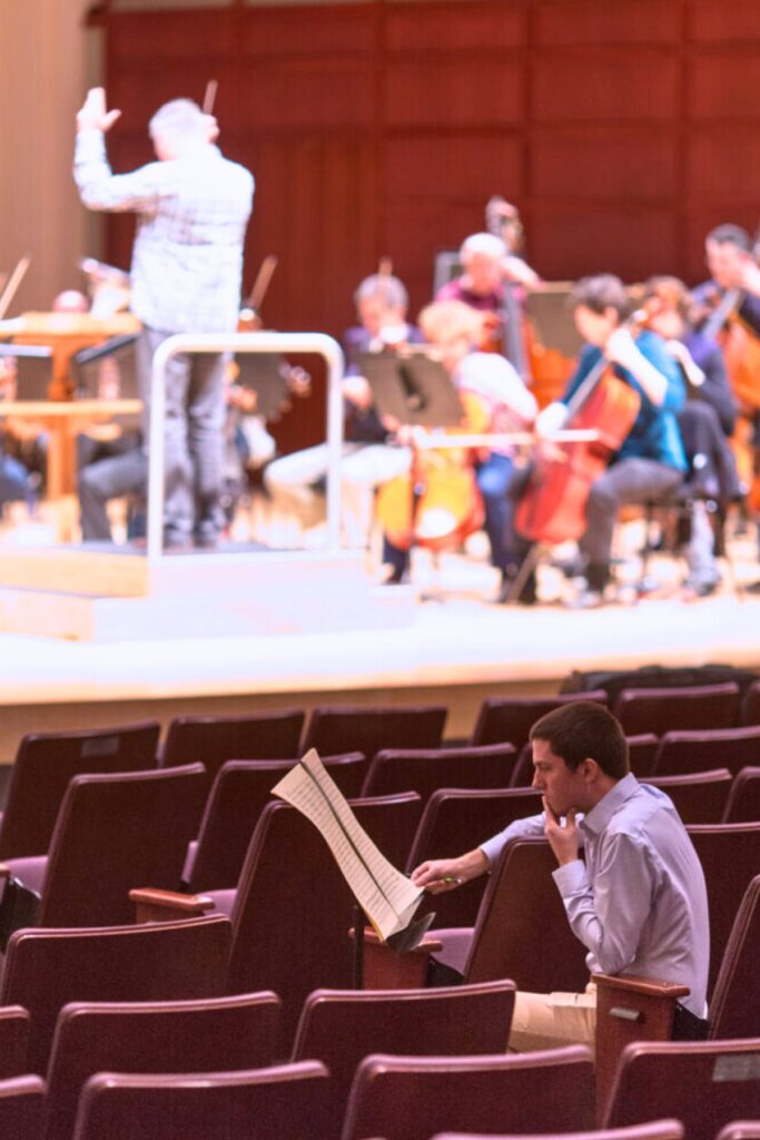 Scott Lee rehearsing with the North Carolina Symphony. Courtesy of Scott Lee