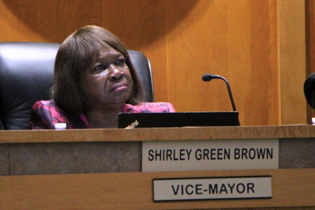 Vice Mayor Shirley Green Brown seconded the motion to appoint Alachua commission votes in Rodolfo Valladares as interim city manager on Monday. Photo by Lillian Hamman