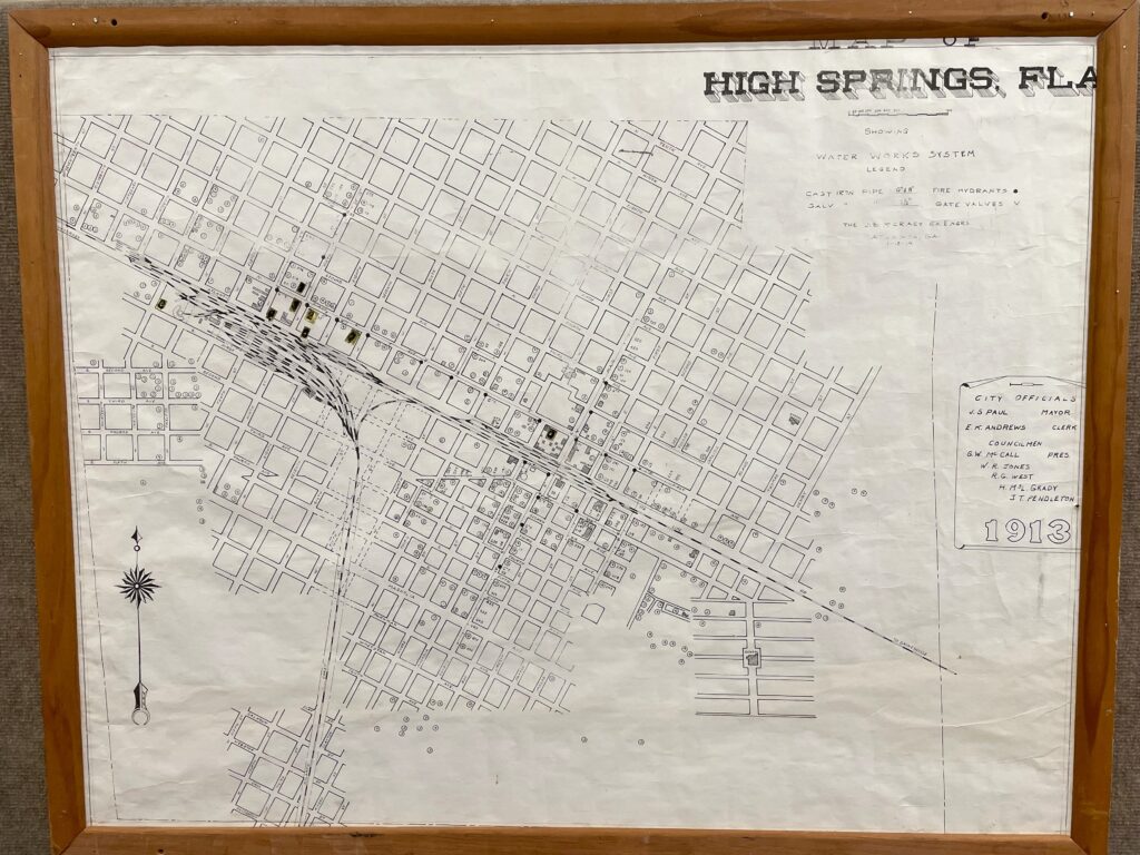 A map shows downtown High Springs in 1913. Photo by Seth Johnson