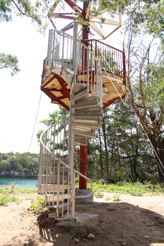 A zip line tower at Haile Quarry. Photo by Lillian Hamman