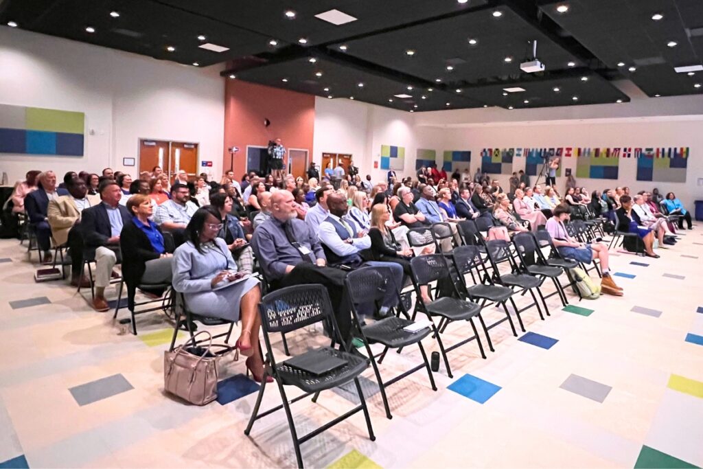 Alachua County Public Schools administrators and staff gathered for the back-to-school kickoff on Thursday. Photo by Nick Anschultz