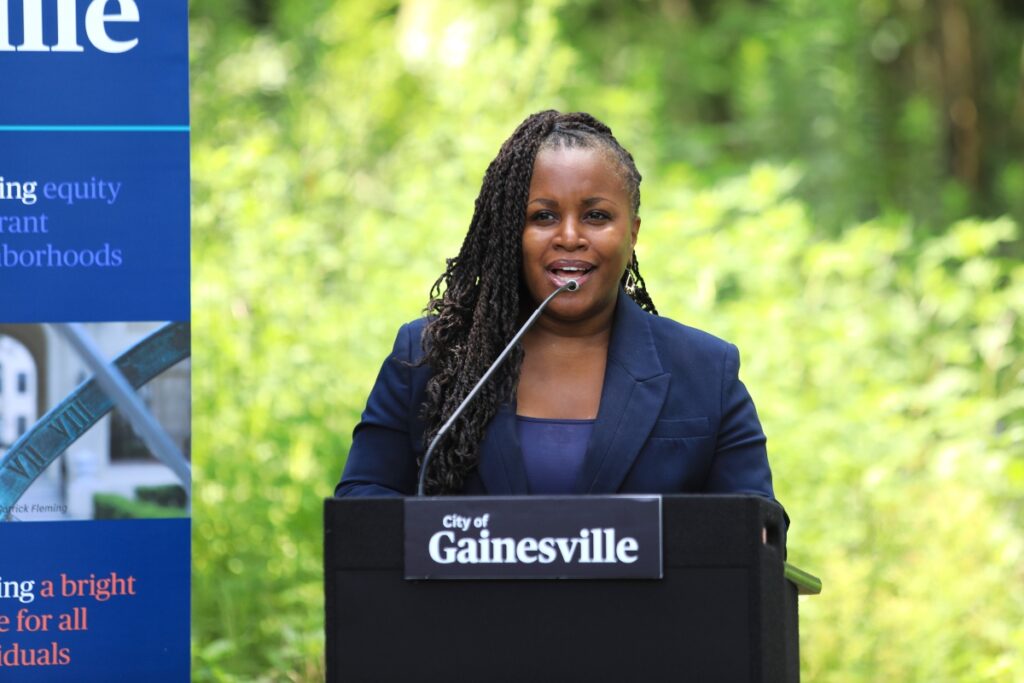 Commissioner Desmon Duncan-Walker said she's proud to stand on progress in Gainesville and see housing built. 