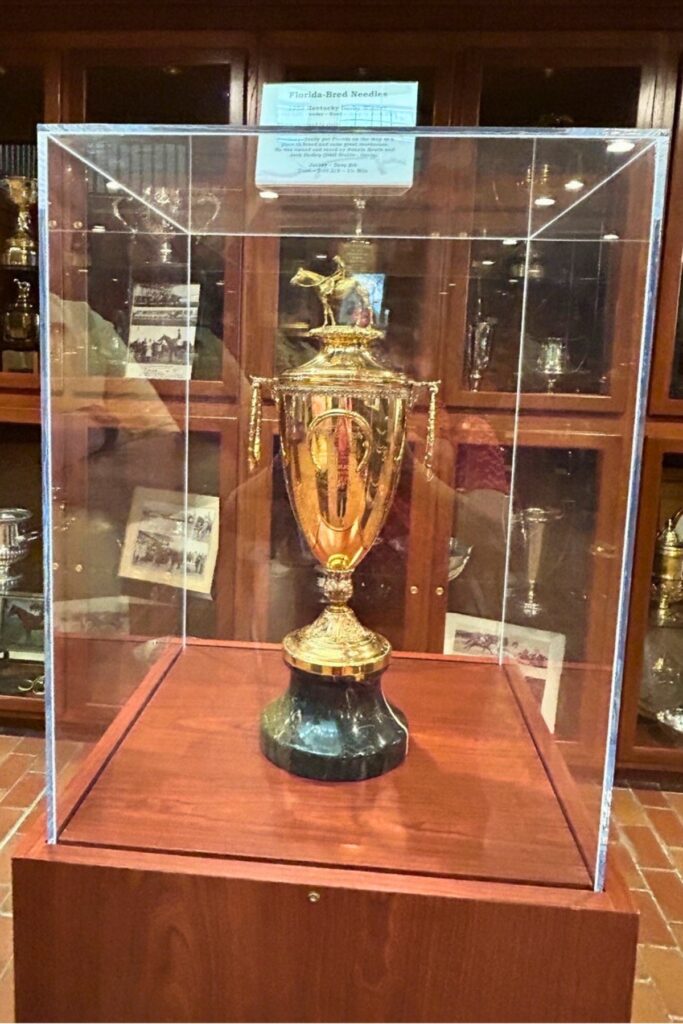 One of the Kentucky Derby trophies on display. Photo by Ronnie Lovler
