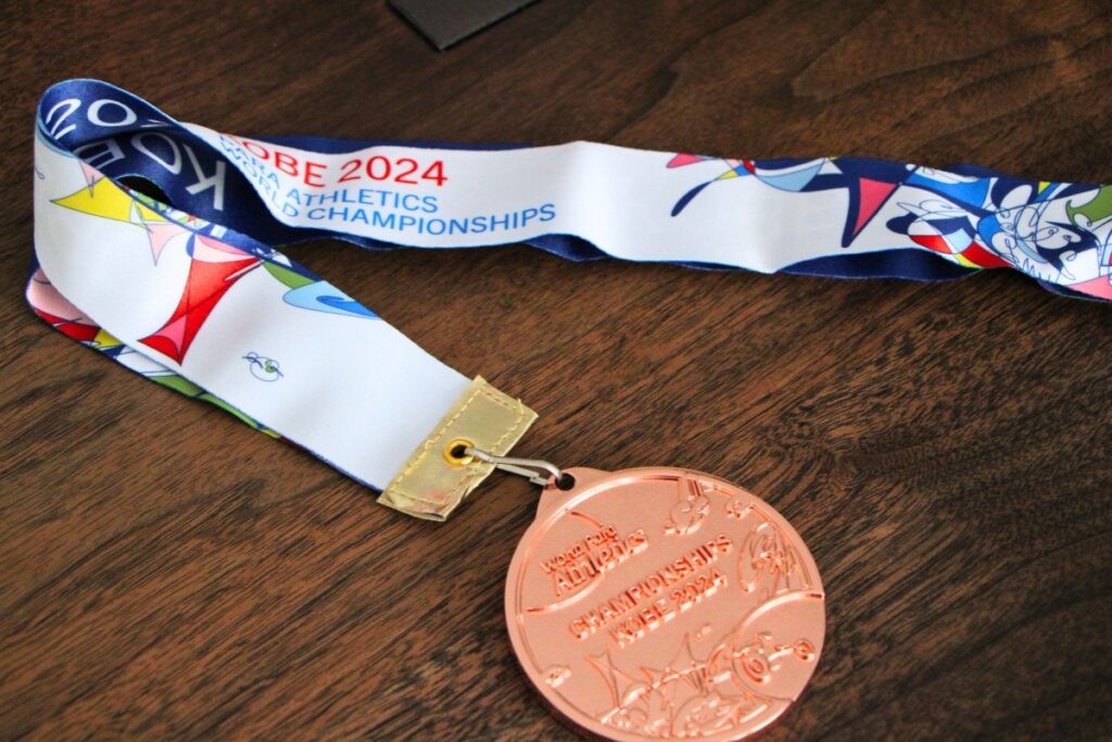 Sayers Grooms' bronze medal she earned at America's first World Para Athletics Championship in 2024. Photo by Lillian Hamman