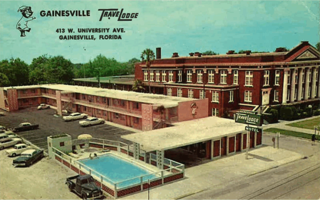 The TraveLodge in Gainesville as shown on an old postcard. Courtesy city of Gainesville