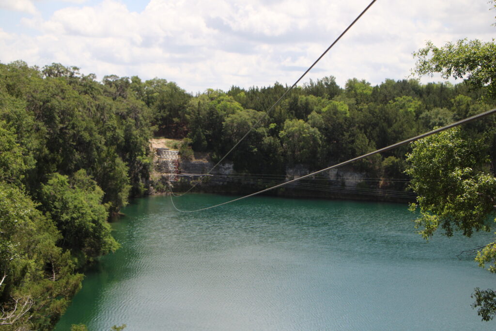 Zip line cables run across Haile Quarry. Photo by Lillian Hamman