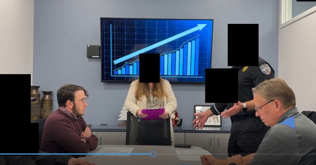 City of Alachua staff are redacted from skits in the 2024 Christmas party video. Courtesy of city of Alachua