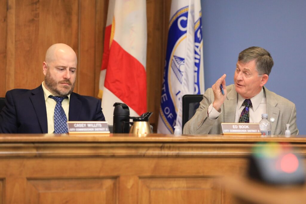 Commissioner Ed Book advocated for using more of the city's reserve funds to fill the budget gap. 