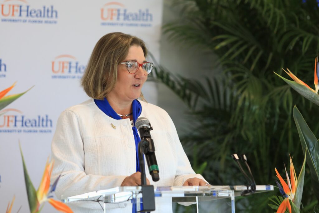 Dr. Jennifer Hunt, interim dean of UF's College of Medicine, said the Sunshine Genetics Consortium will change how rare diseases are treated. Photo by Seth Johnson