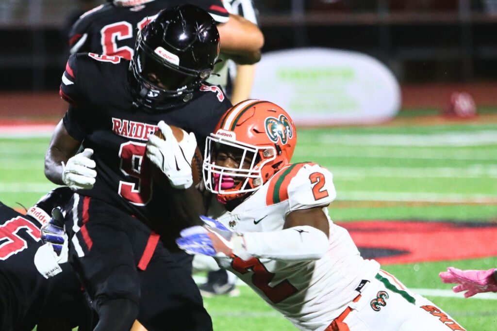 Eastside's DeMarco Daniels (2) led the Rams with 104 tackles. Photo by C.J. Gish
