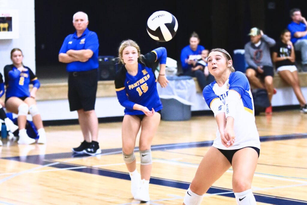 Newberry's Riley Keith with a dig against Lafayette on Thursday. Photo by C.J. Gish