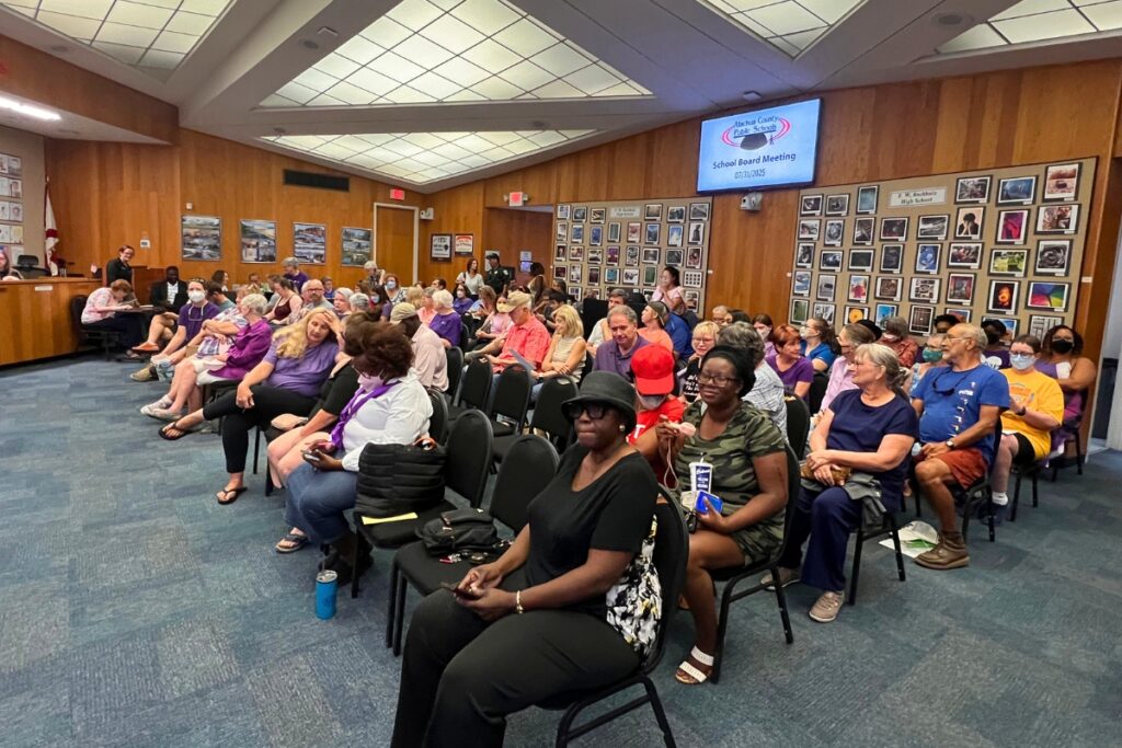 Public commenters mostly sided with Board member Sarah Rockwell during packed meeting on July 31.