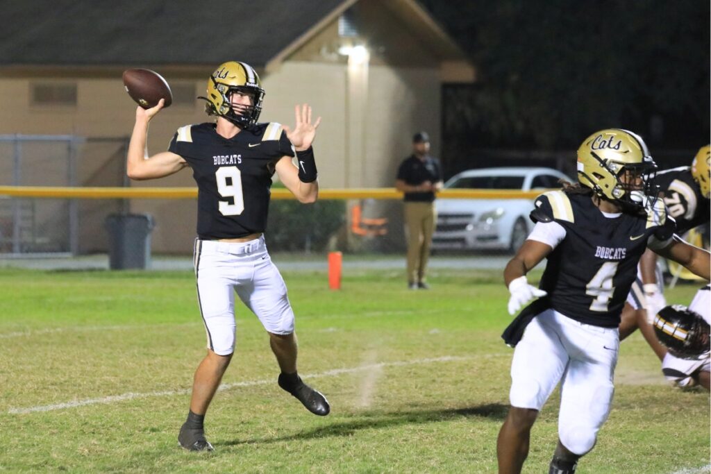 Buchholz's Andrew Whittemore starts the Bobcats final drive of the first half with a throw for a first down against Richmond Hill (GA).