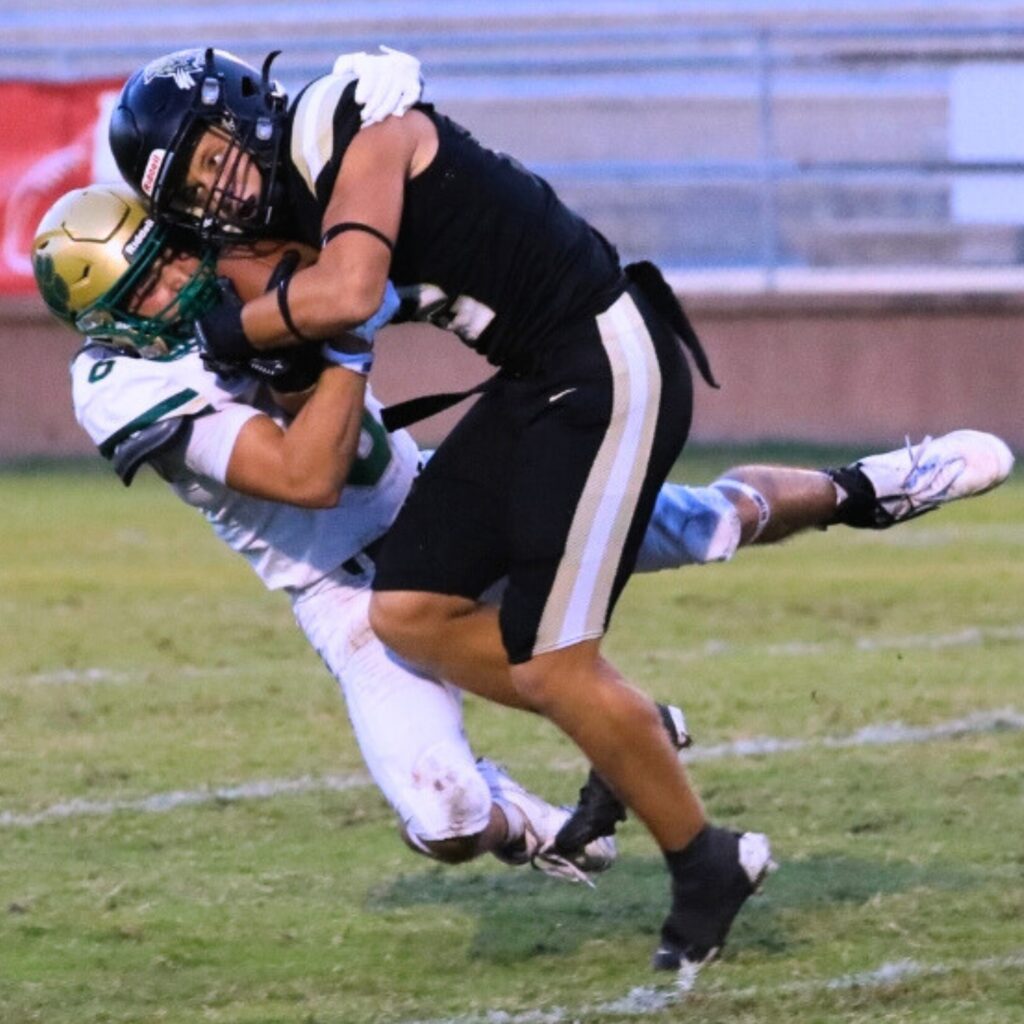 Buchholz's Troy Fleming intercepts a Nease (Ponte Vedra)throw on the Panther's opening drive. Photo by Seth Johnson