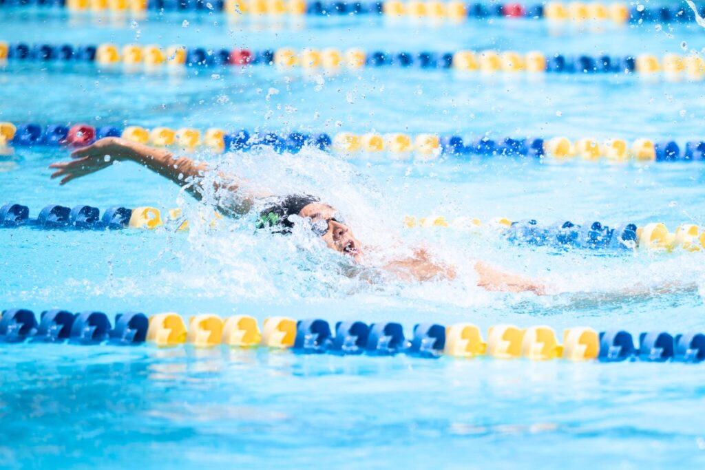 Eastside's Chris Jeong won the boys 100 yard backstroke at the Rob Ramirez City Championship Meet on Saturday. Photo by Tim Rodriquez