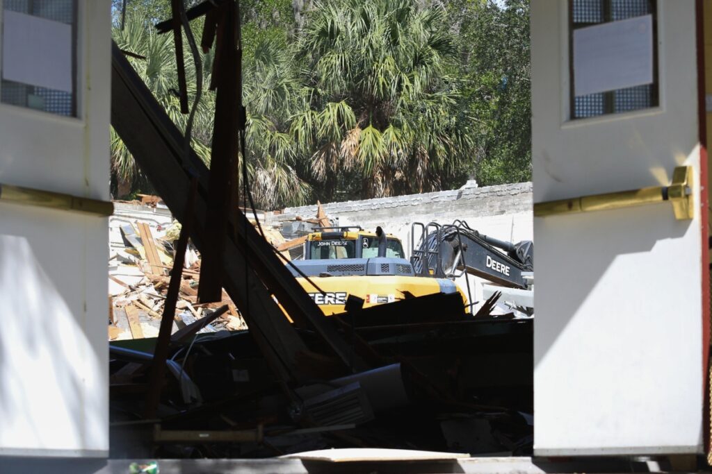 The doors to the Thelma Boltin Center remain open for a little while longer as the building gets demolished. 