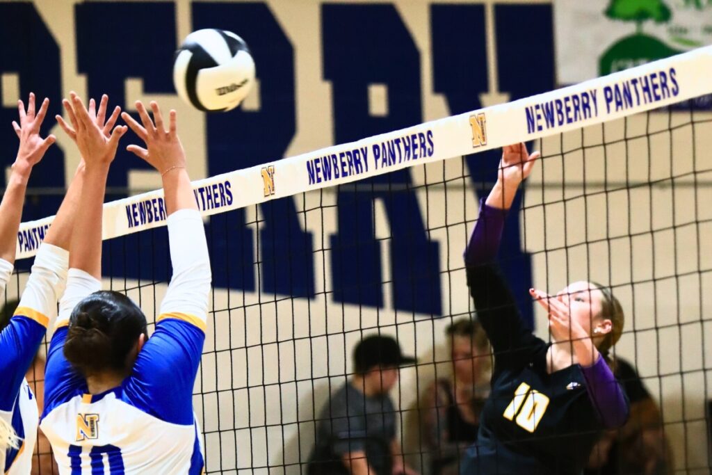 Union County's Mallory Waugh (10) with a hit against Newberry. Photo by C.J. Gish