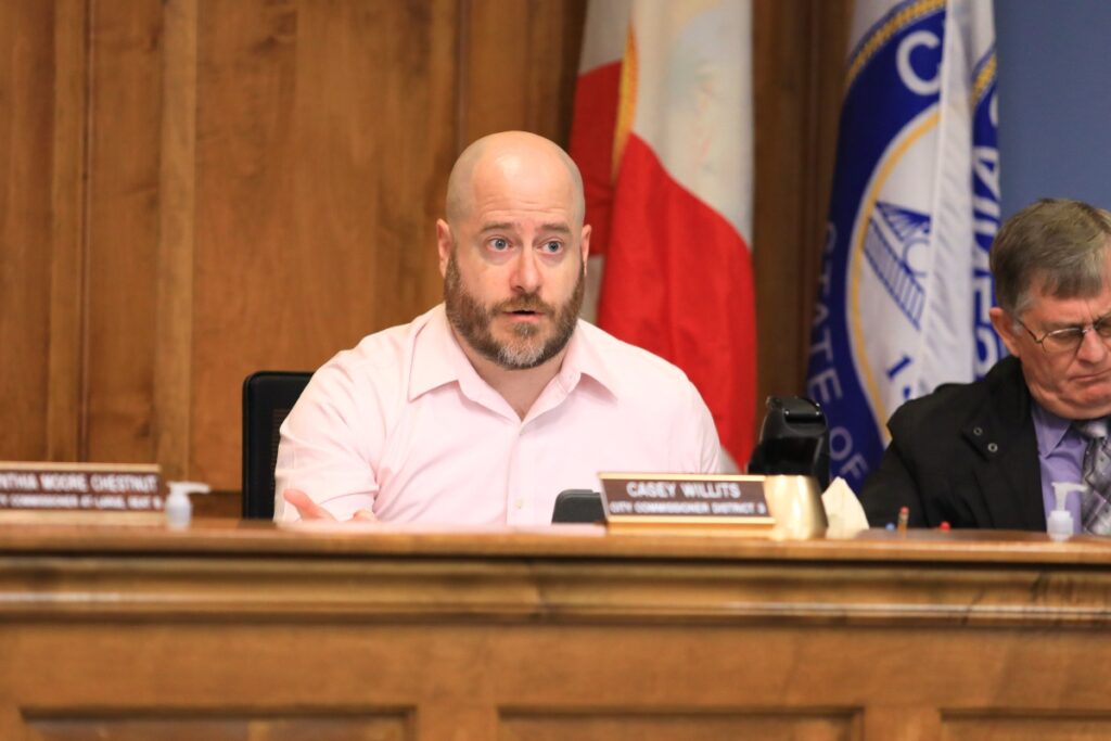 Commissioner Casey Willits supported using the saved rainbow bricks within the renovated City Hall plaza.