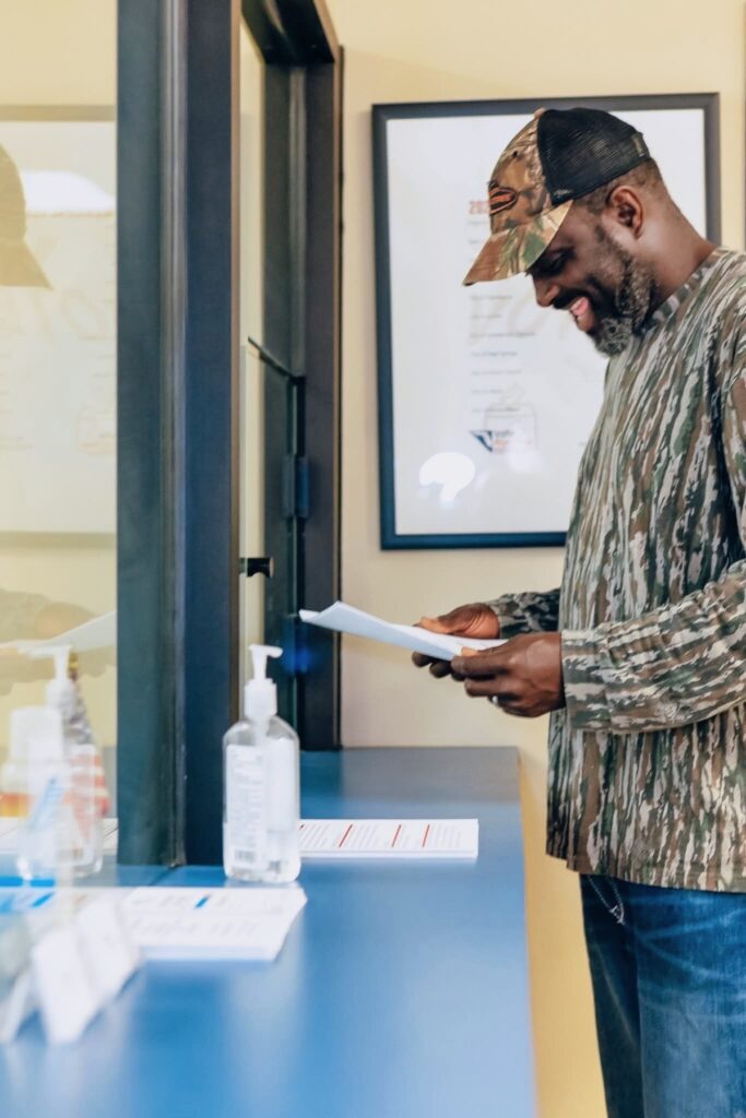 Antonio Hall travels to the Alachua County Clerk of Court to have outstanding fines paid by the Florida Rights Restoration Coalition. Courtesy of Florida Rights Restoration Coalition