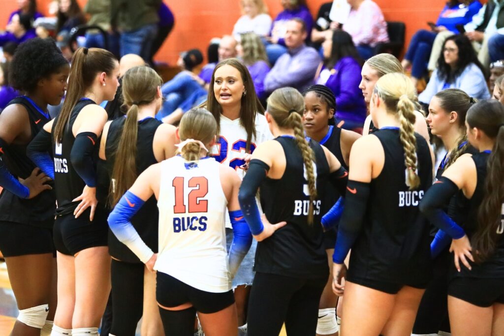 Branford coach Lachelle Sikes talks things over during a timeout against Union County. Photo by C.J. Gish