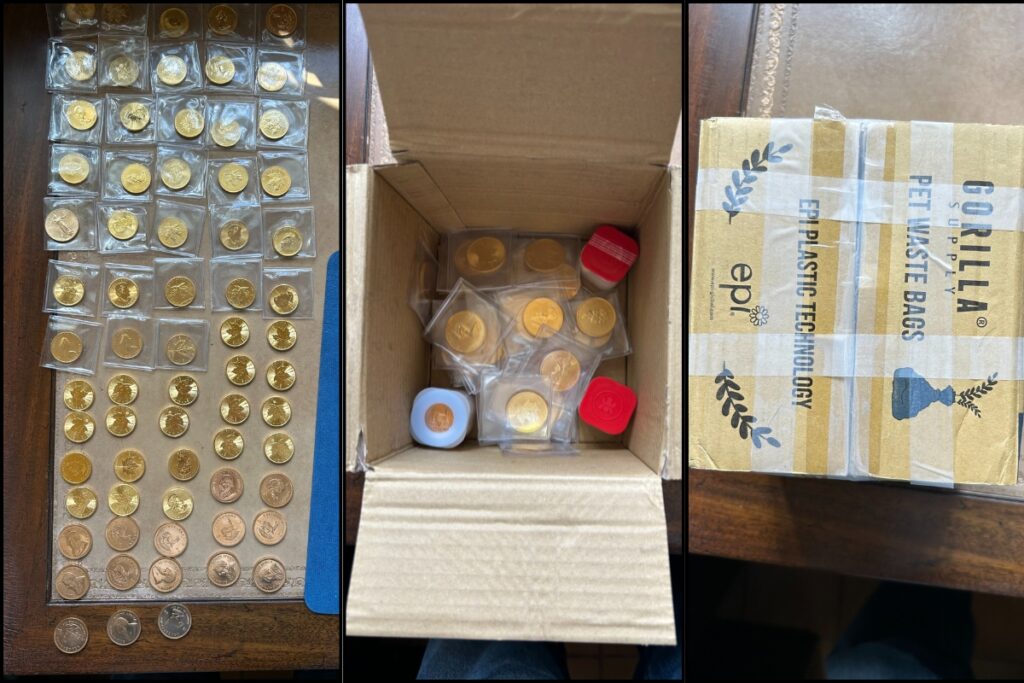 Brian Oliver bought $200,000 in gold coins and sent proof photos of how he packaged the payment. 