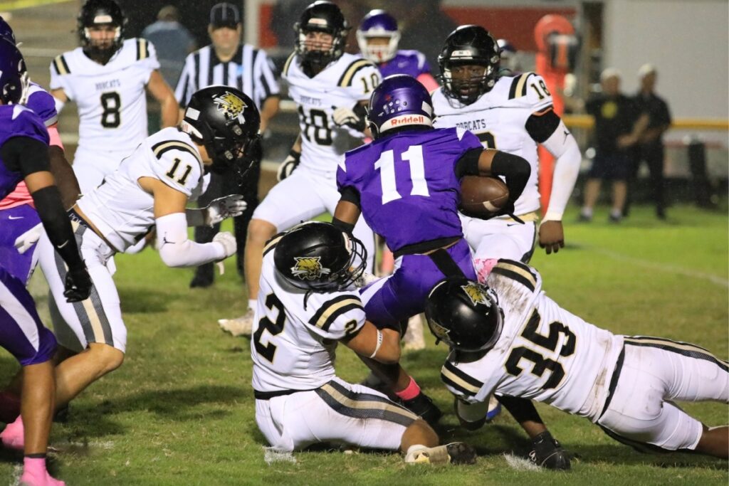 Buchholz defenders wrap up a Gainesville's Anthony Jenkins . Photo by Seth Johnson