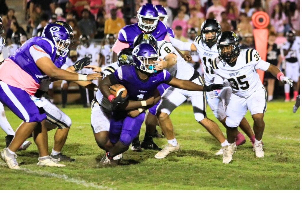 Buchholz gets called for a facemask on Gainesville's Octavious Williams. Photo by Seth Johnson
